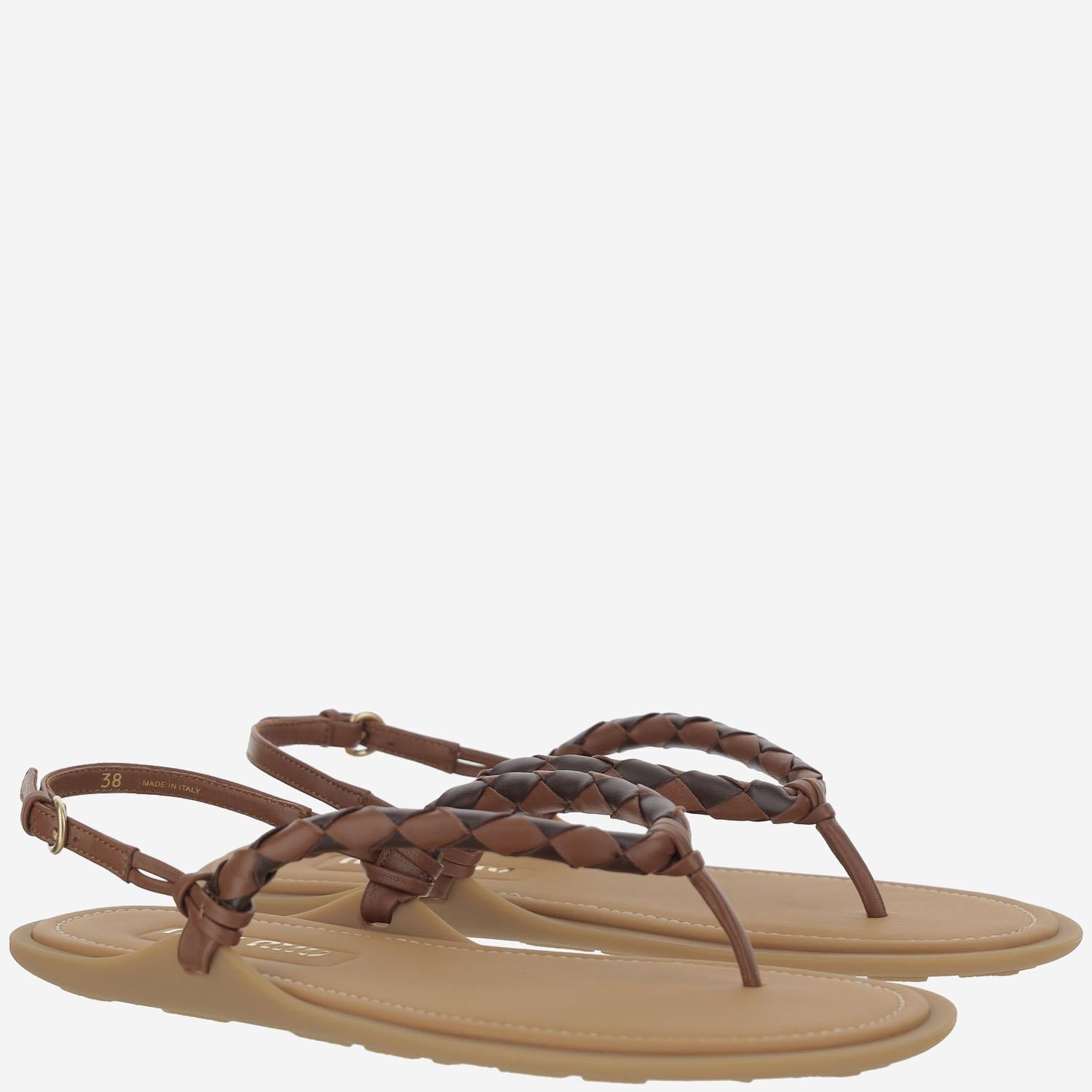 Sandali Riviere in pelle 5Y408E 2CSPF03S9 MIU MIU