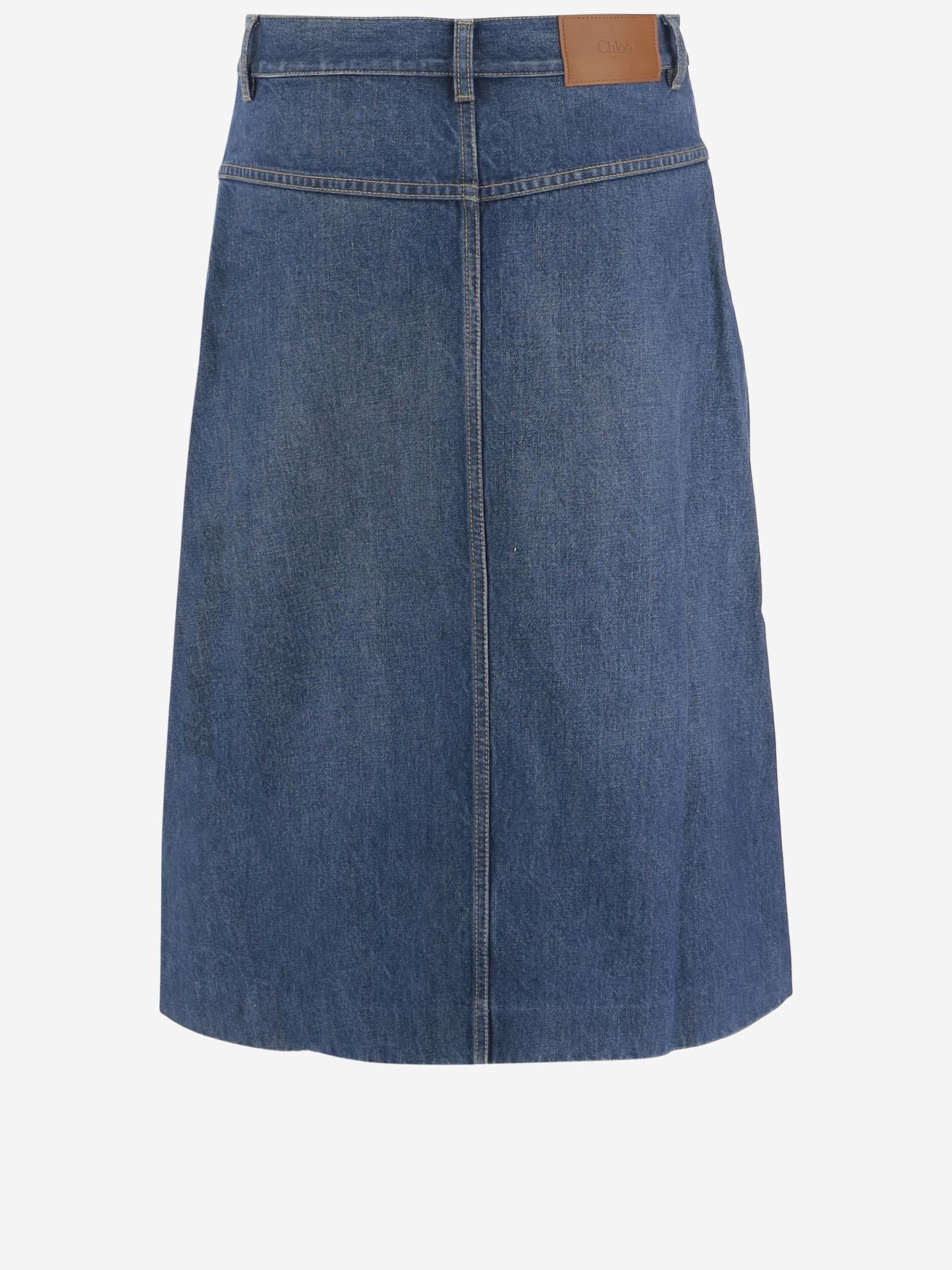 GONNA AL GINOCCHIO IN DENIM DI COTONE CH25ADJ01251 427 CHLOE