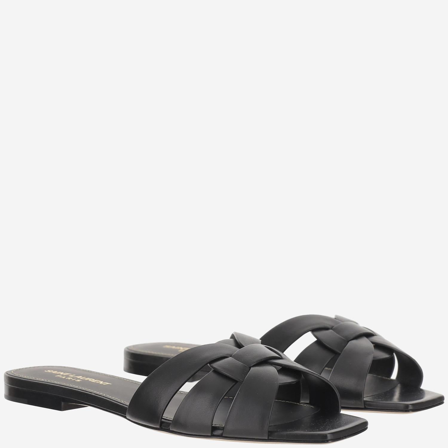 SANDALI FLAT NU PIEDS TRIBUTE 05 IN PELLE 571952 BDA001000 SAINT LAURENT