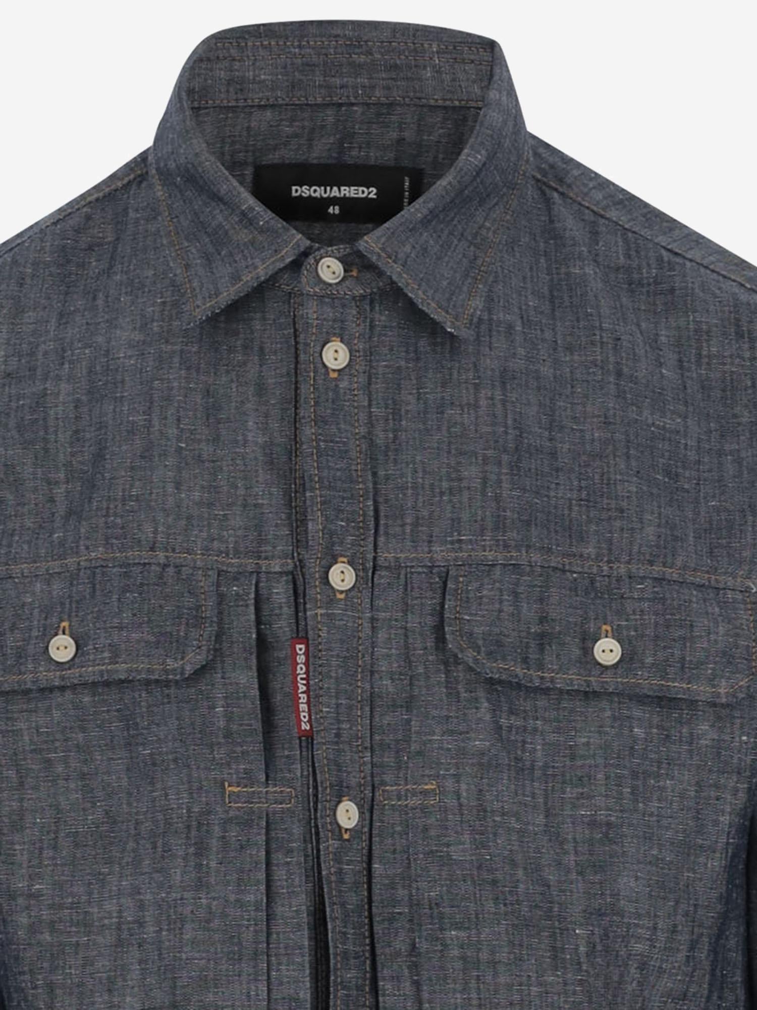 CAMICIA IN COTONE E LINO S74DM0896 D30012470 DSQUARED2