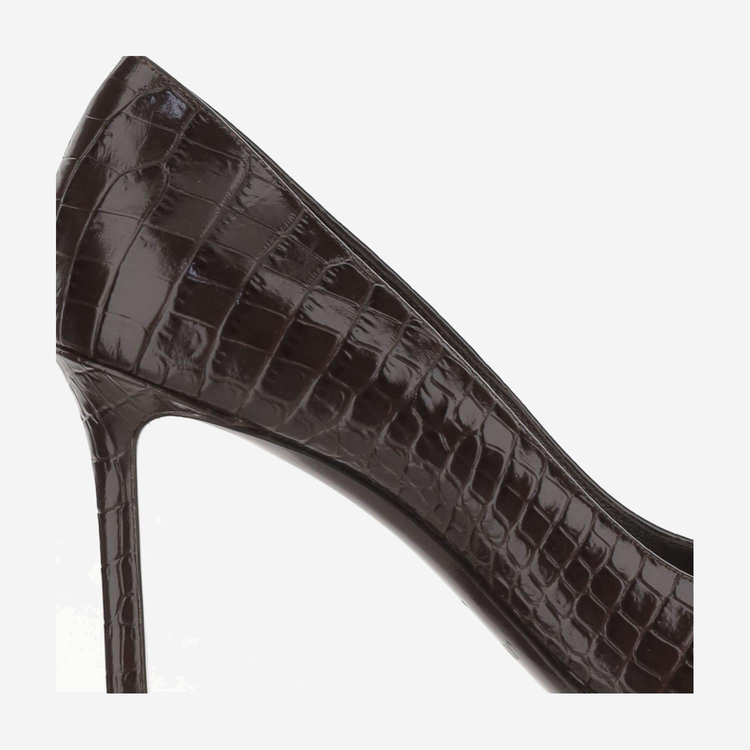 Décolleté Romy 85 in pelle goffrata coccodrillo ROMY85 CCLCHOCOLATE JIMMY CHOO