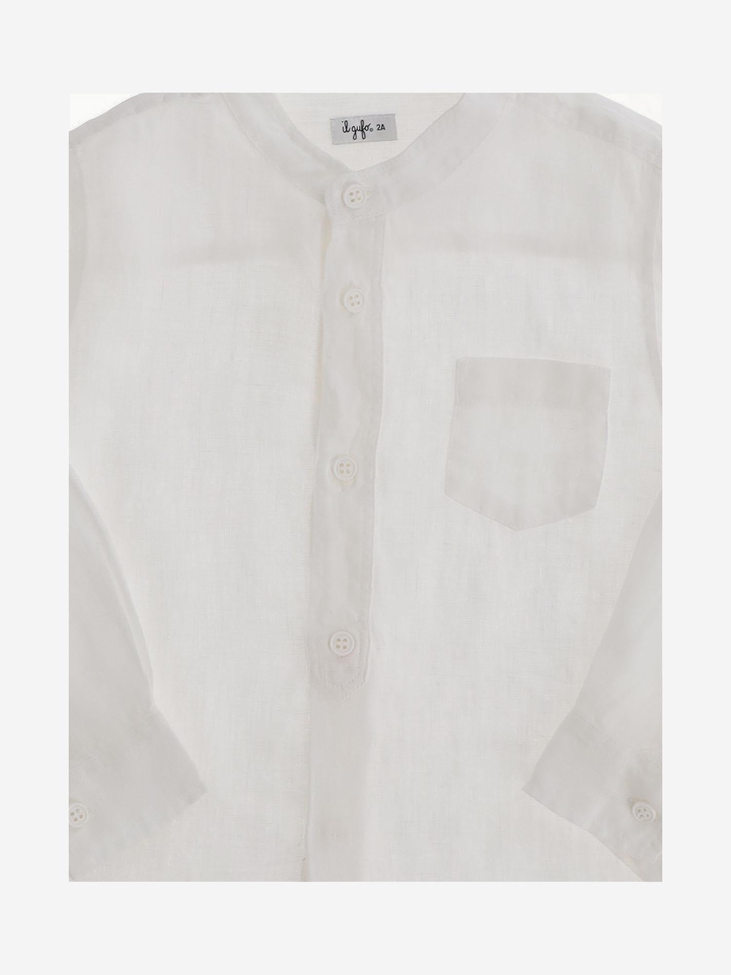 Camicia in lino P25CL016L6006 010 IL GUFO KIDS