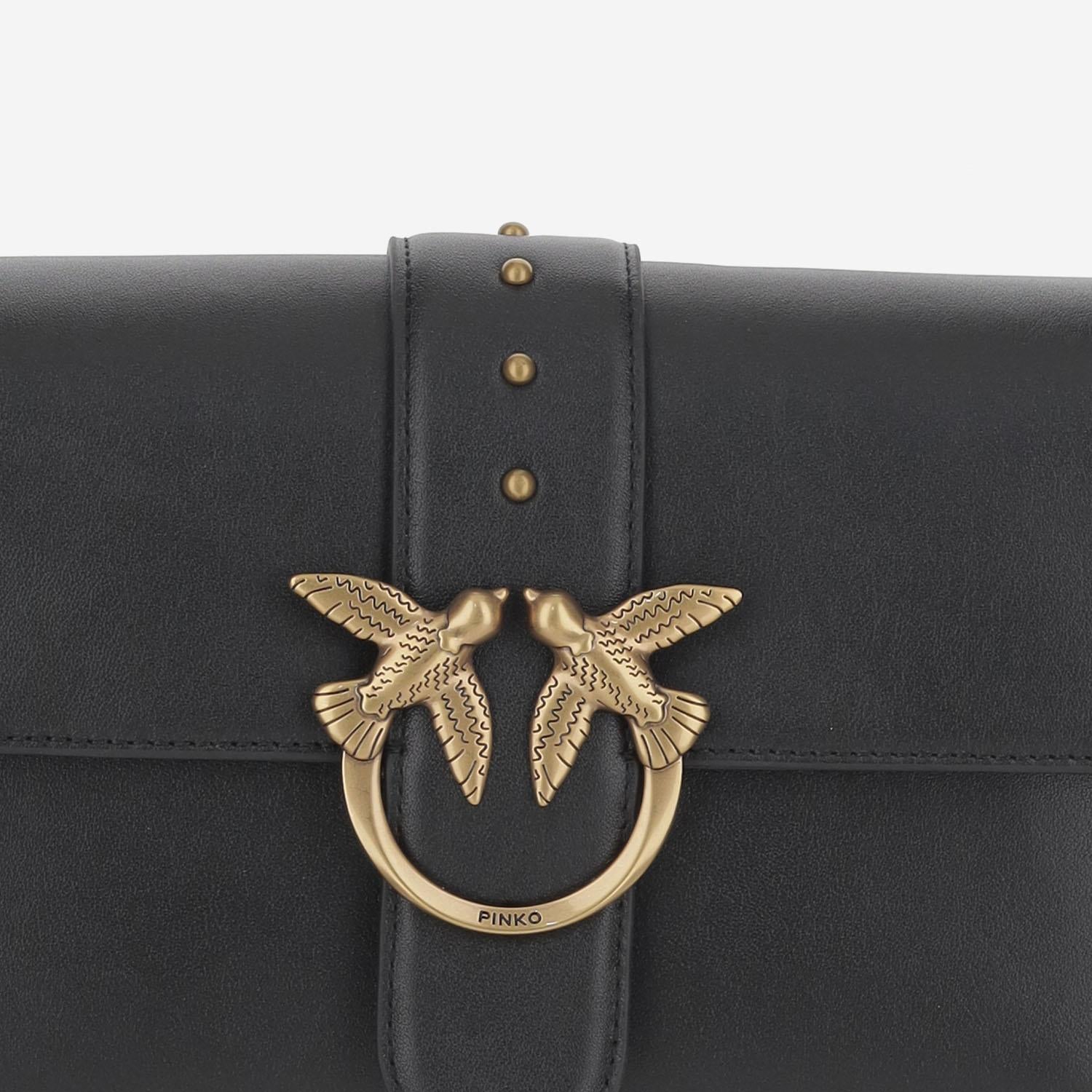 BORSA A SPALLA IN PELLE CON LOGO 104524 A0QOZ99Q PINKO