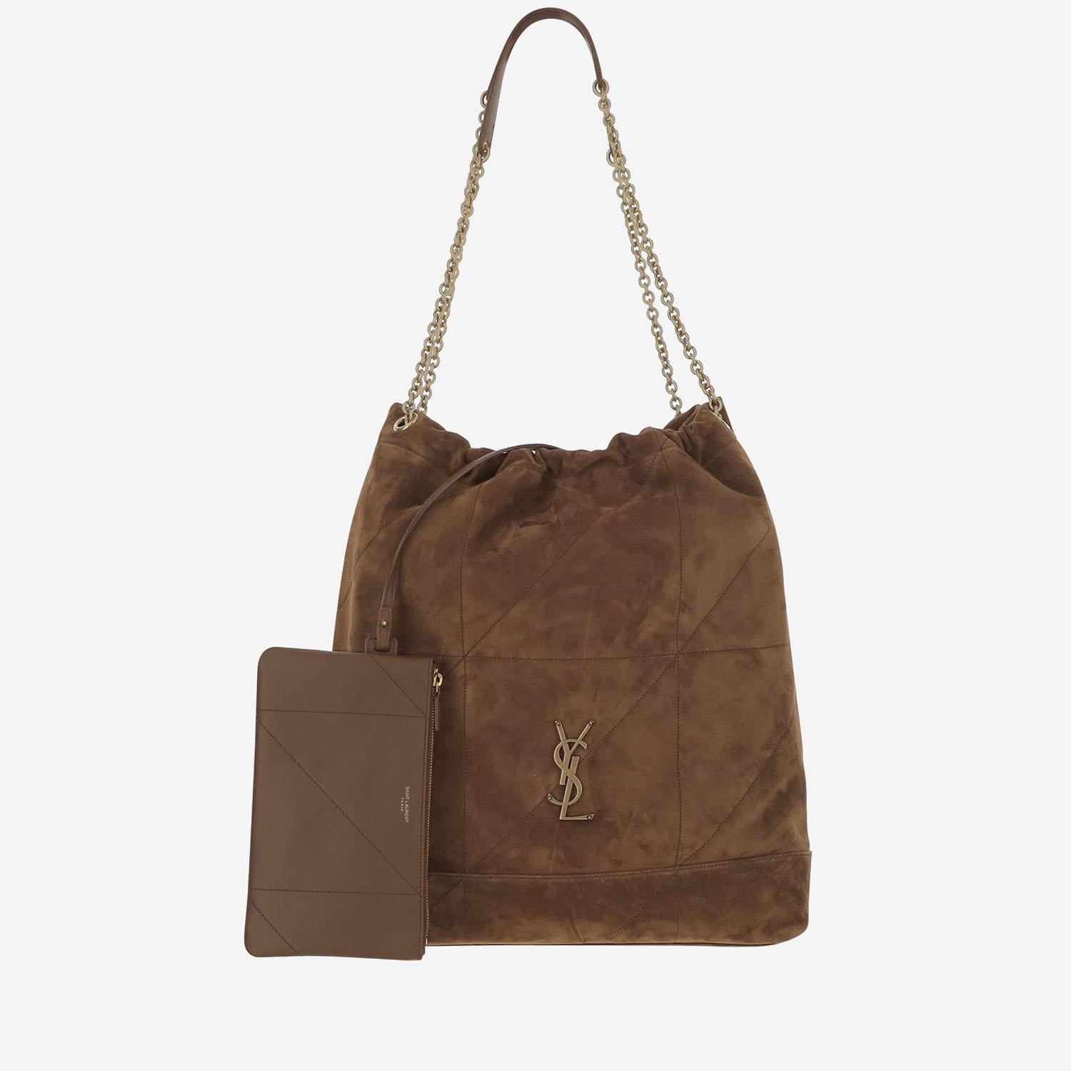 BORSA POCHON JAMIE GRANDE IN PELLE SCAMOSCIATA 828350 1U8P72916 SAINT LAURENT