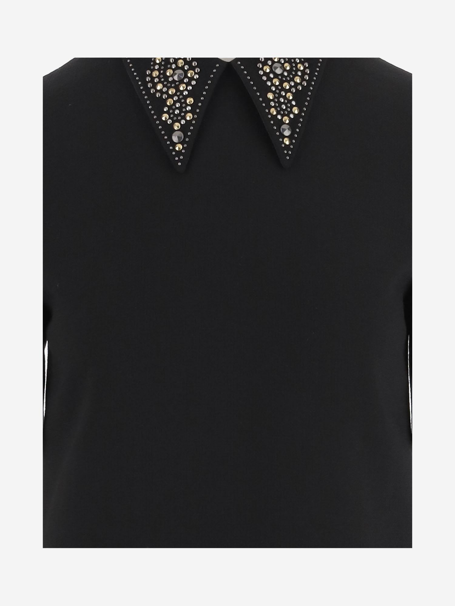Abito in lana con collo decorato 1022108 1A127891B000 VERSACE