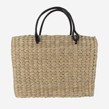 BORSA MEDIUM IN PAGLIA E PELLE PANDMEDIUM NERO ANITA BILARDI 