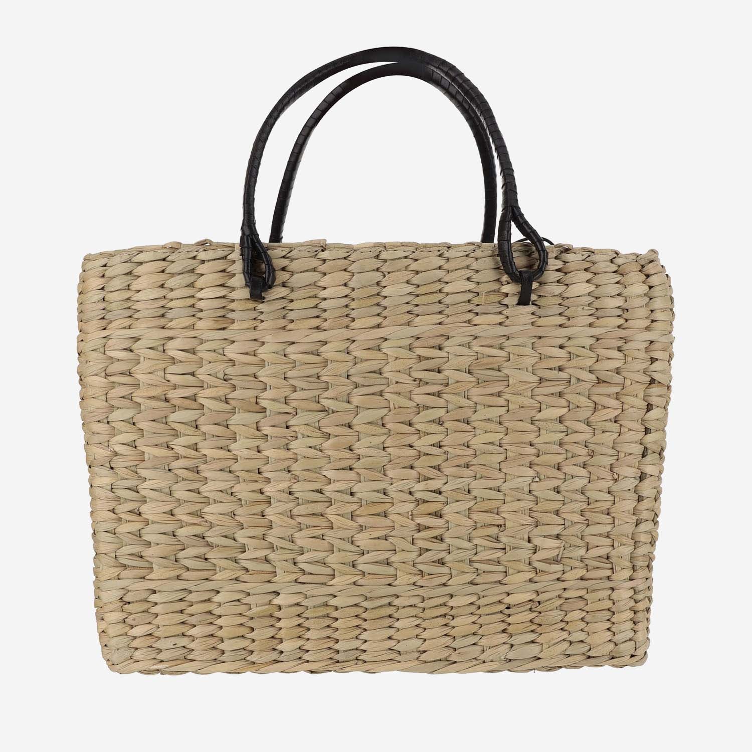 BORSA MEDIUM IN PAGLIA E PELLE PANDMEDIUM NERO ANITA BILARDI 