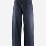 JEANS A GAMBA LARGA IN DENIM E SETA 773763 TOW584673 BALENCIAGA 