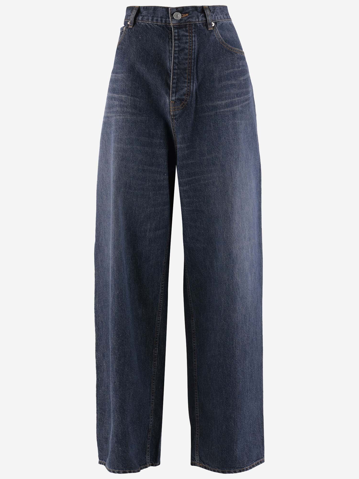 JEANS A GAMBA LARGA IN DENIM E SETA 773763 TOW584673 BALENCIAGA 
