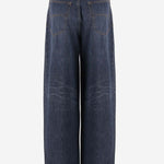 JEANS A GAMBA LARGA IN DENIM E SETA 773763 TOW584673 BALENCIAGA 