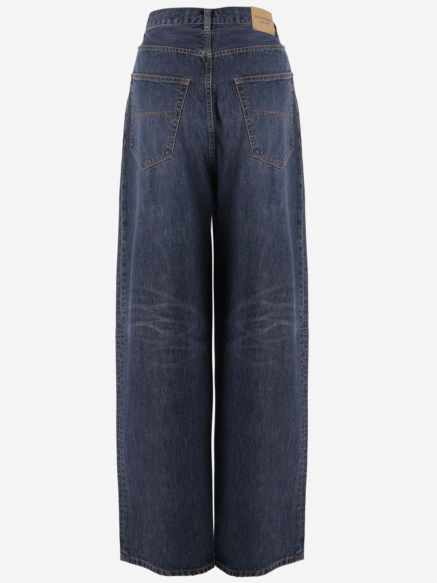 JEANS A GAMBA LARGA IN DENIM E SETA 773763 TOW584673 BALENCIAGA 