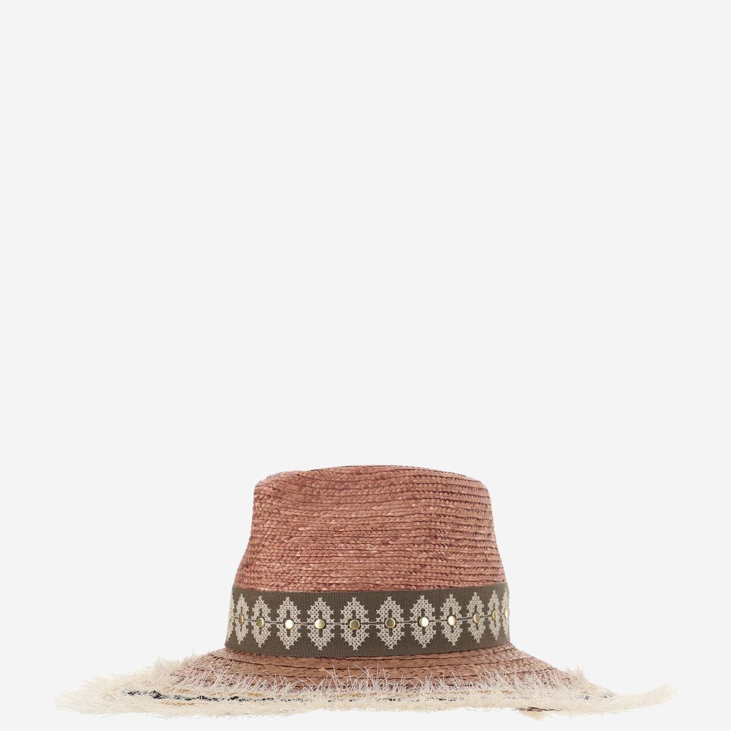 CAPPELLO IN MISTO PAGLIA E VISCOSA CON RICAMO 385981 48 FERRUCCIO VECCHI 