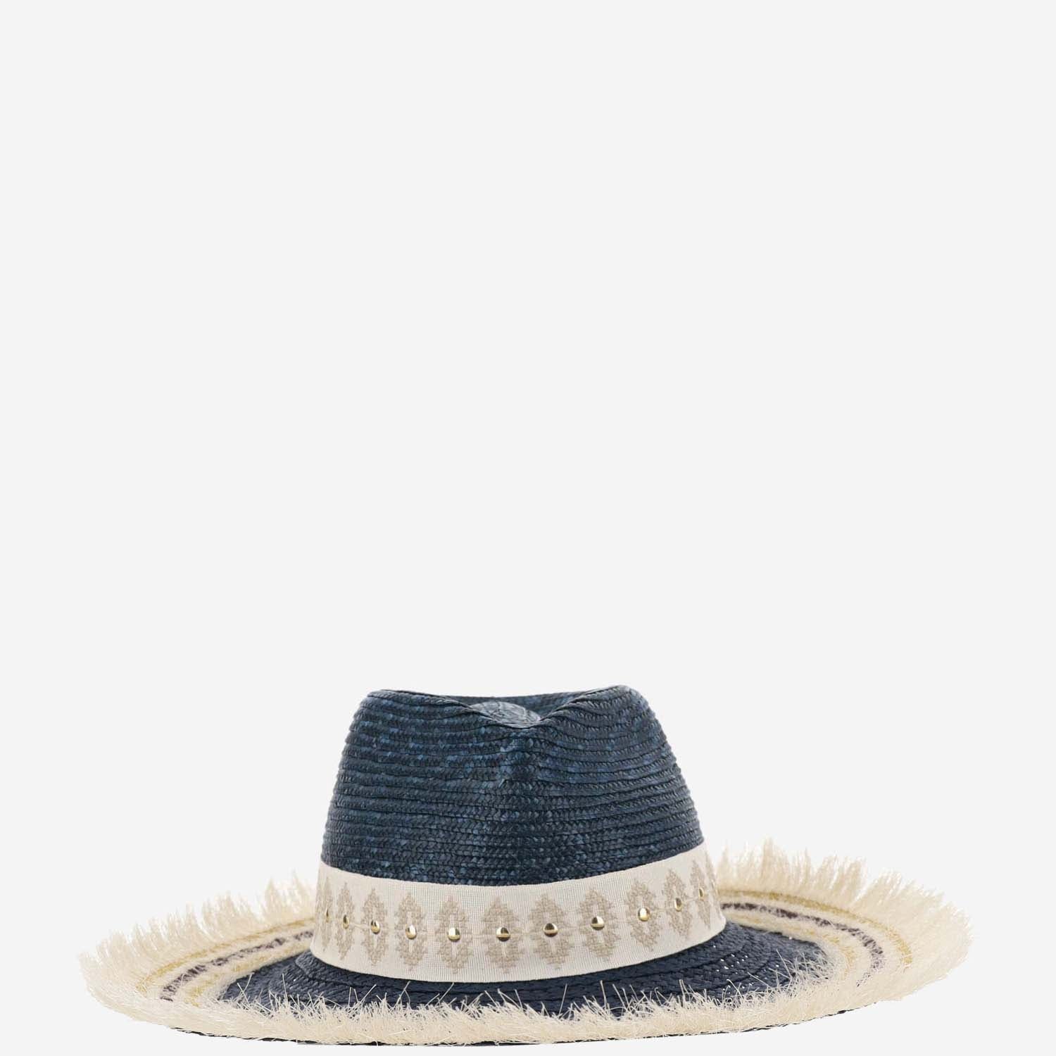 CAPPELLO IN MISTO PAGLIA E VISCOSA CON RICAMO 385981 92 FERRUCCIO VECCHI 