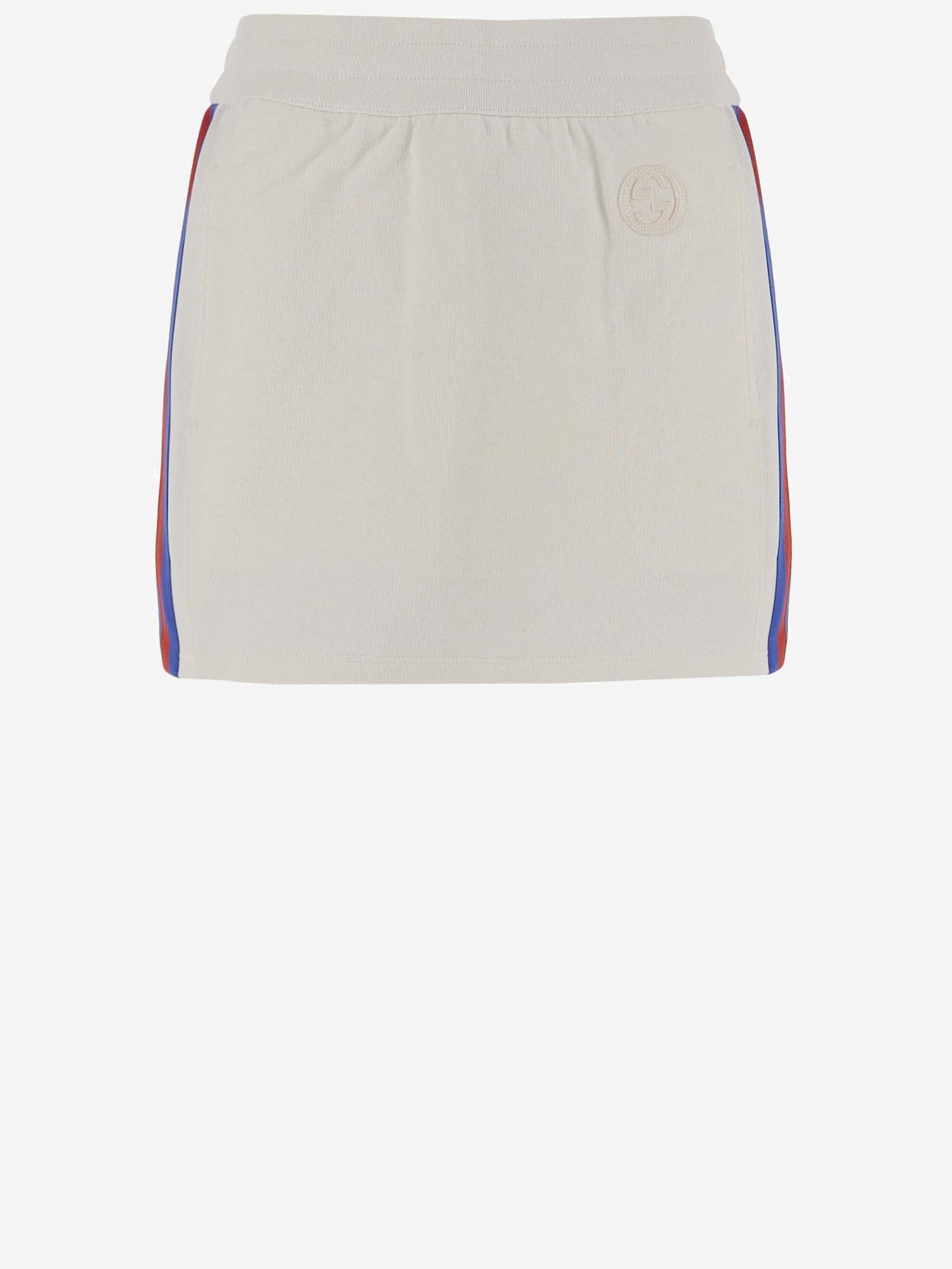 MINIGONNA IN JERSEY DI COTONE CON DETTAGLIO WEB 773725 XJF8W9088 GUCCI 
