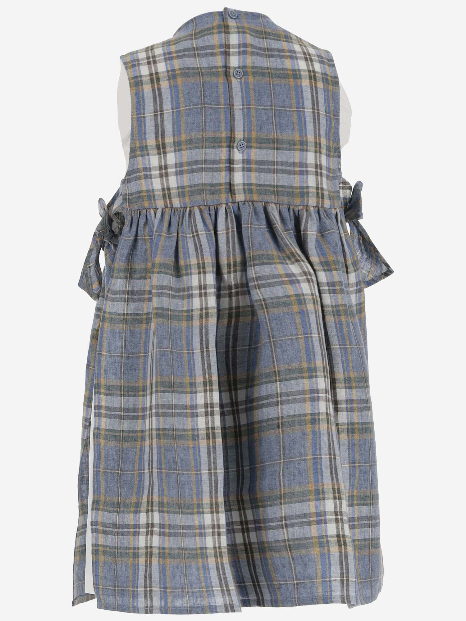 ABITO IN LINO STAMPA MADRAS P24VA328L3021 429 IL GUFO KIDS 