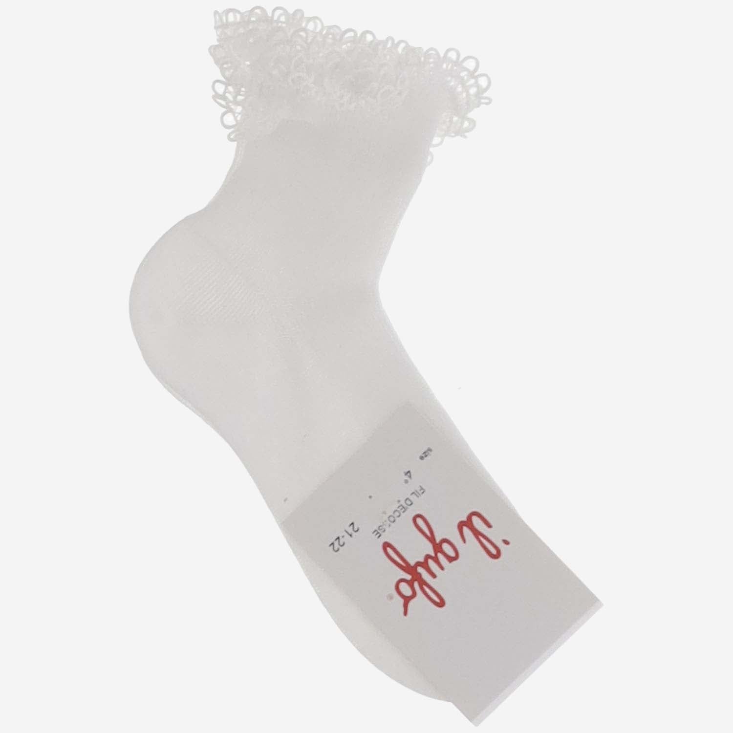 CALZINI IN COTONE CON ROUCHES IN PIZZO P24ZN037EA400 010 IL GUFO KIDS 