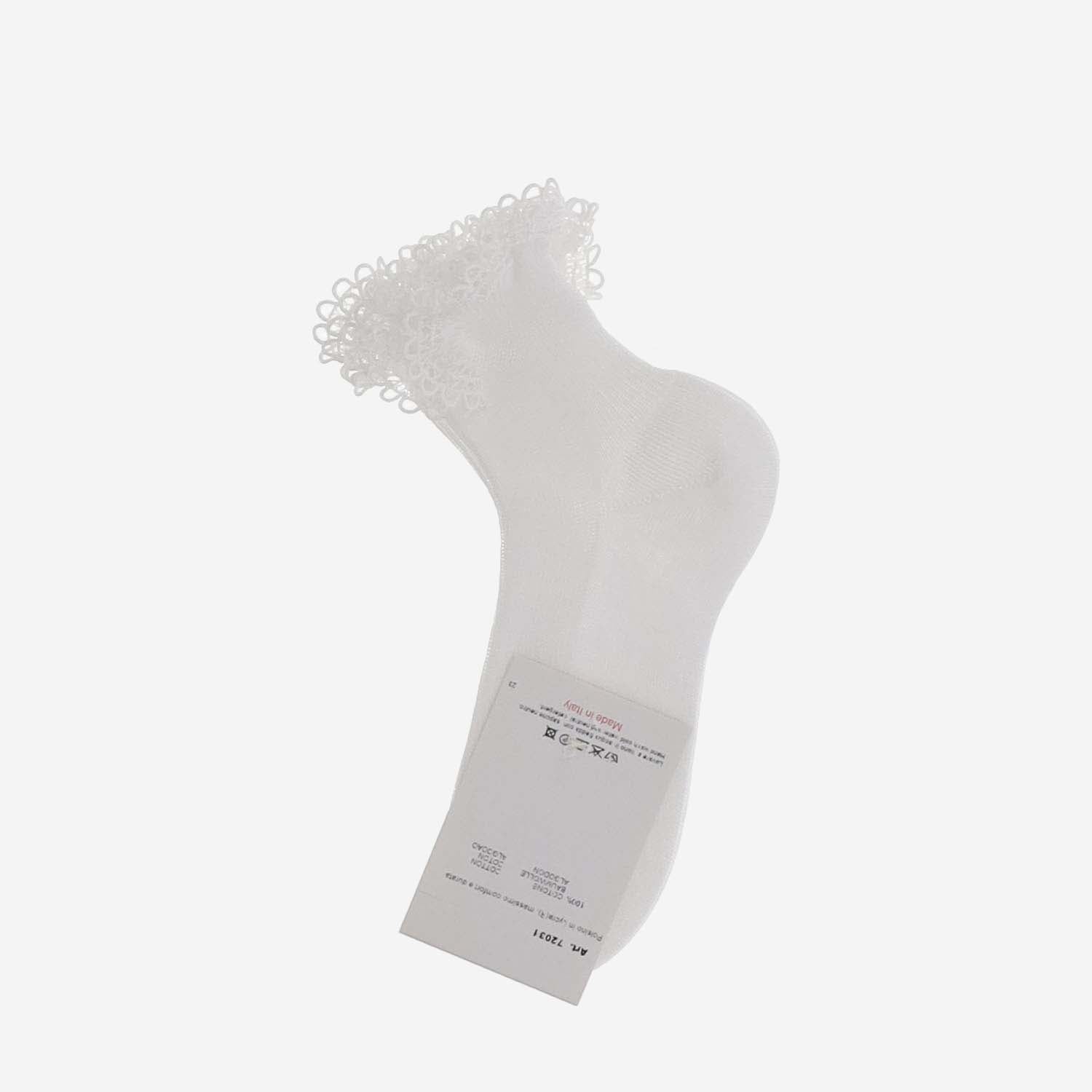 CALZINI IN COTONE CON ROUCHES IN PIZZO P24ZN037EA400 010 IL GUFO KIDS 