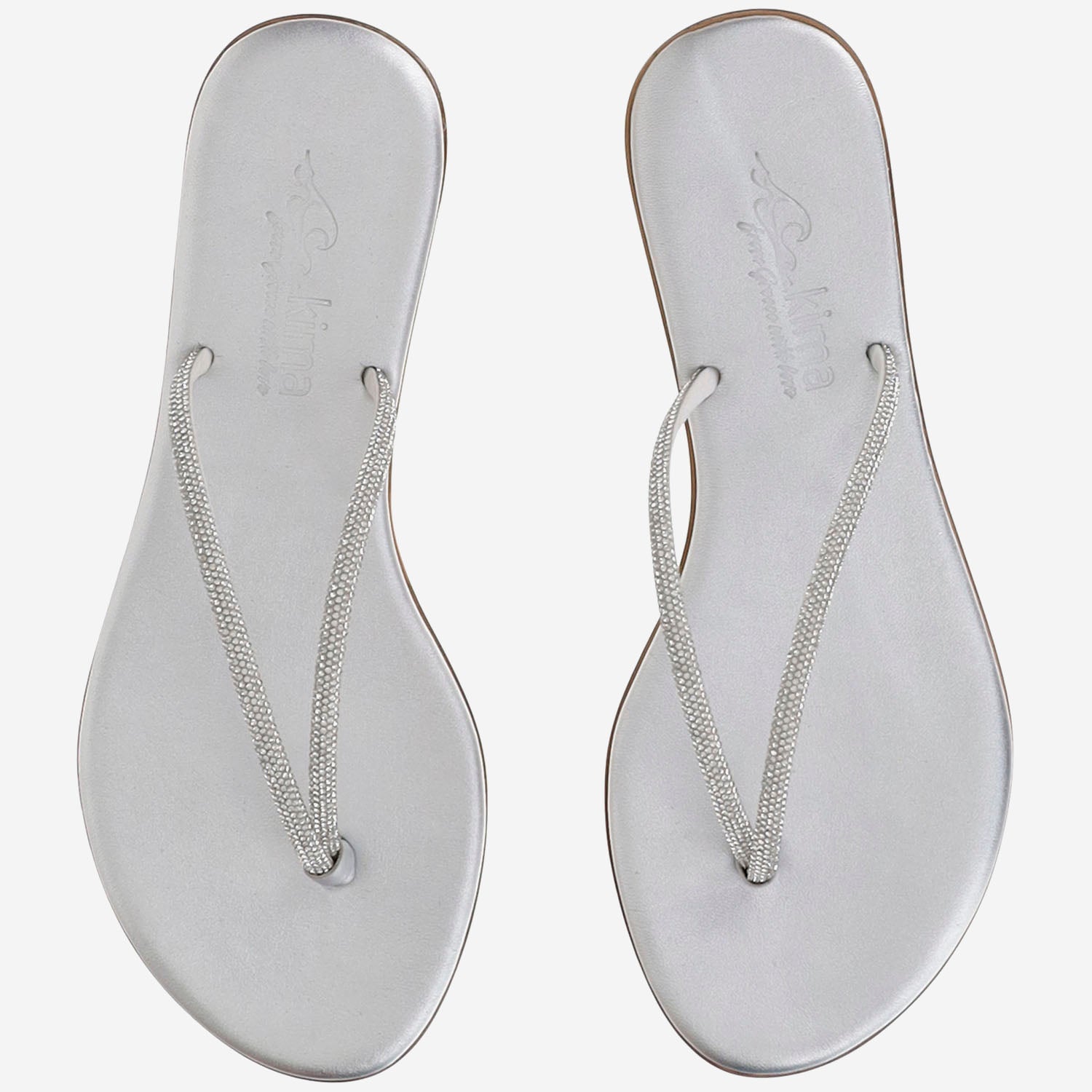 SANDALI IN PELLE CON STRASS<BR/> BALOS SILVER KIMA 