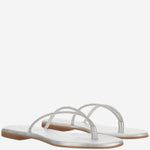 SANDALI IN PELLE CON STRASS<BR/> BALOS SILVER KIMA 