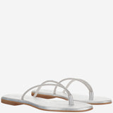 SANDALI IN PELLE CON STRASS<BR/> BALOS SILVER KIMA 
