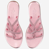 SANDALI IN PELLE CON STRASS TASO ROSA KIMA 