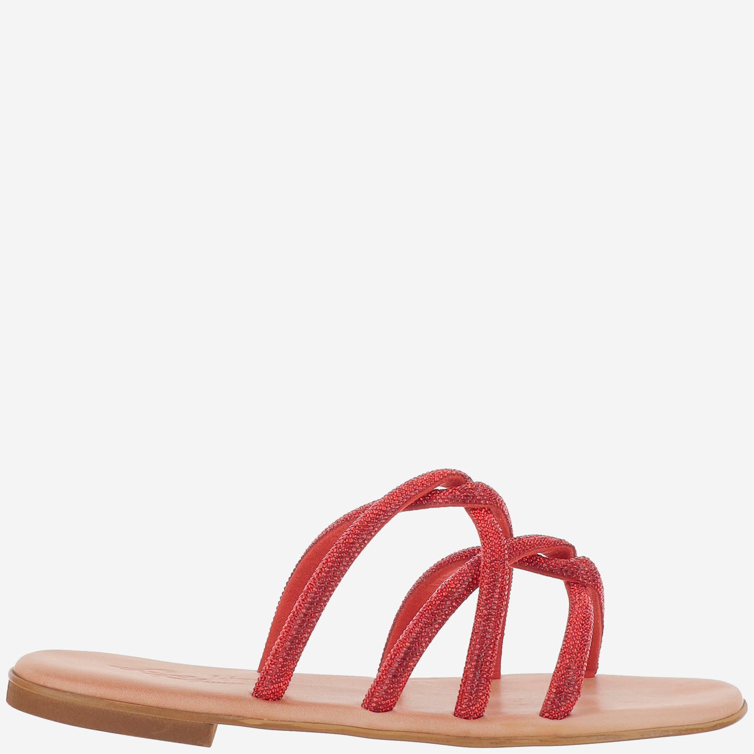 SANDALI IN PELLE CON STRASS TASO ROSSO KIMA 