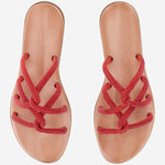 SANDALI IN PELLE CON STRASS TASO ROSSO KIMA 