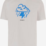 T-SHIRT IN COTONE CON STAMPA LOGO ANXIETYTEE WHITE 11:11 L.U.C.K. 