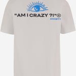 T-SHIRT IN COTONE CON STAMPA LOGO ANXIETYTEE WHITE 11:11 L.U.C.K. 
