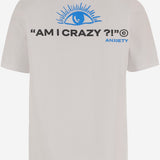 T-SHIRT IN COTONE CON STAMPA LOGO ANXIETYTEE WHITE 11:11 L.U.C.K. 