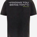T-SHIRT IN COTONE CON STAMPA LOGO BIPOLARTEE BLACK 11:11 L.U.C.K. 