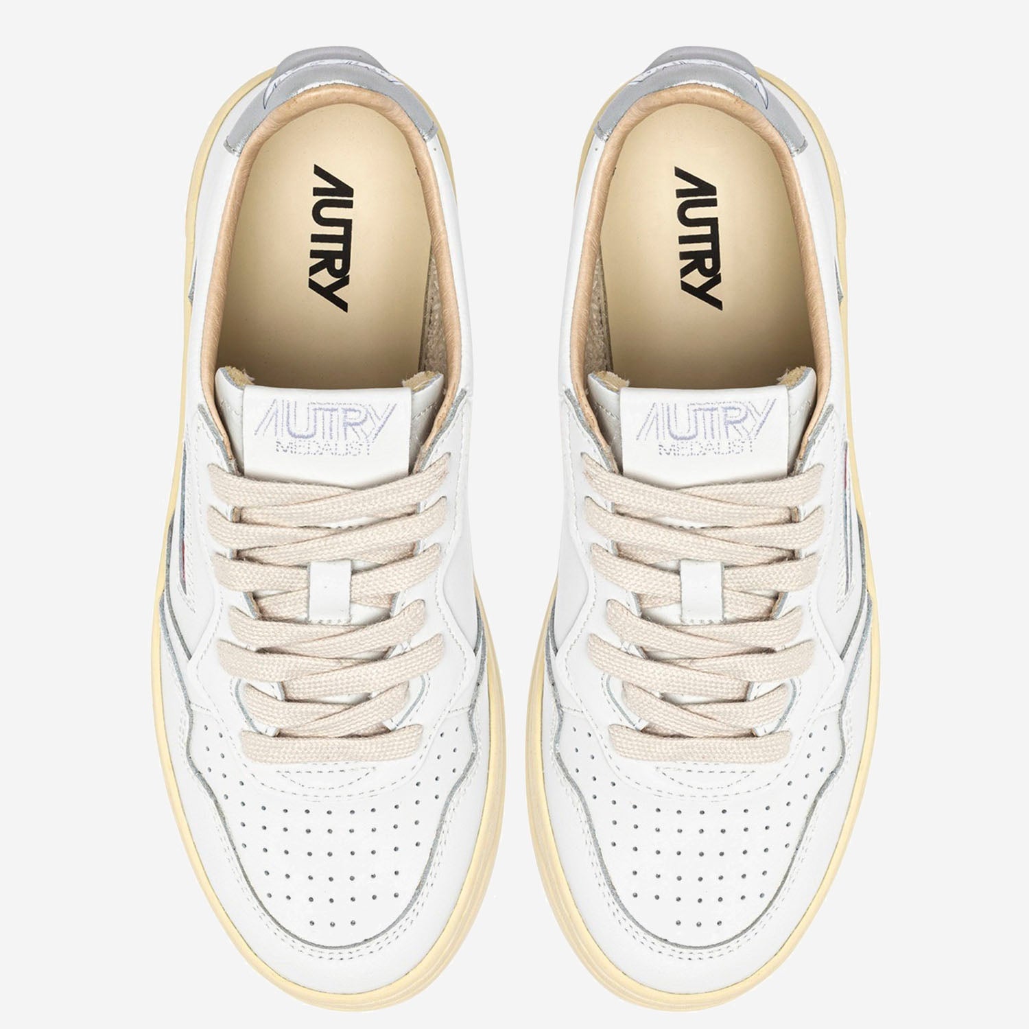 SNEAKERS MEDALIST LOW IN PELLE AULWTB02 LEATARTWHTSILVER AUTRY 