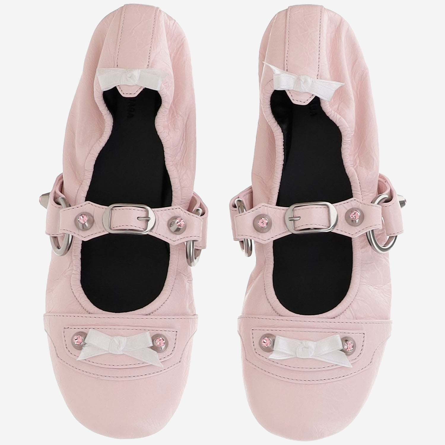 BALLERINE CITY FLAT IN PELLE CON FIOCCHI E STRASS 864665 WZD415158 BALENCIAGA 