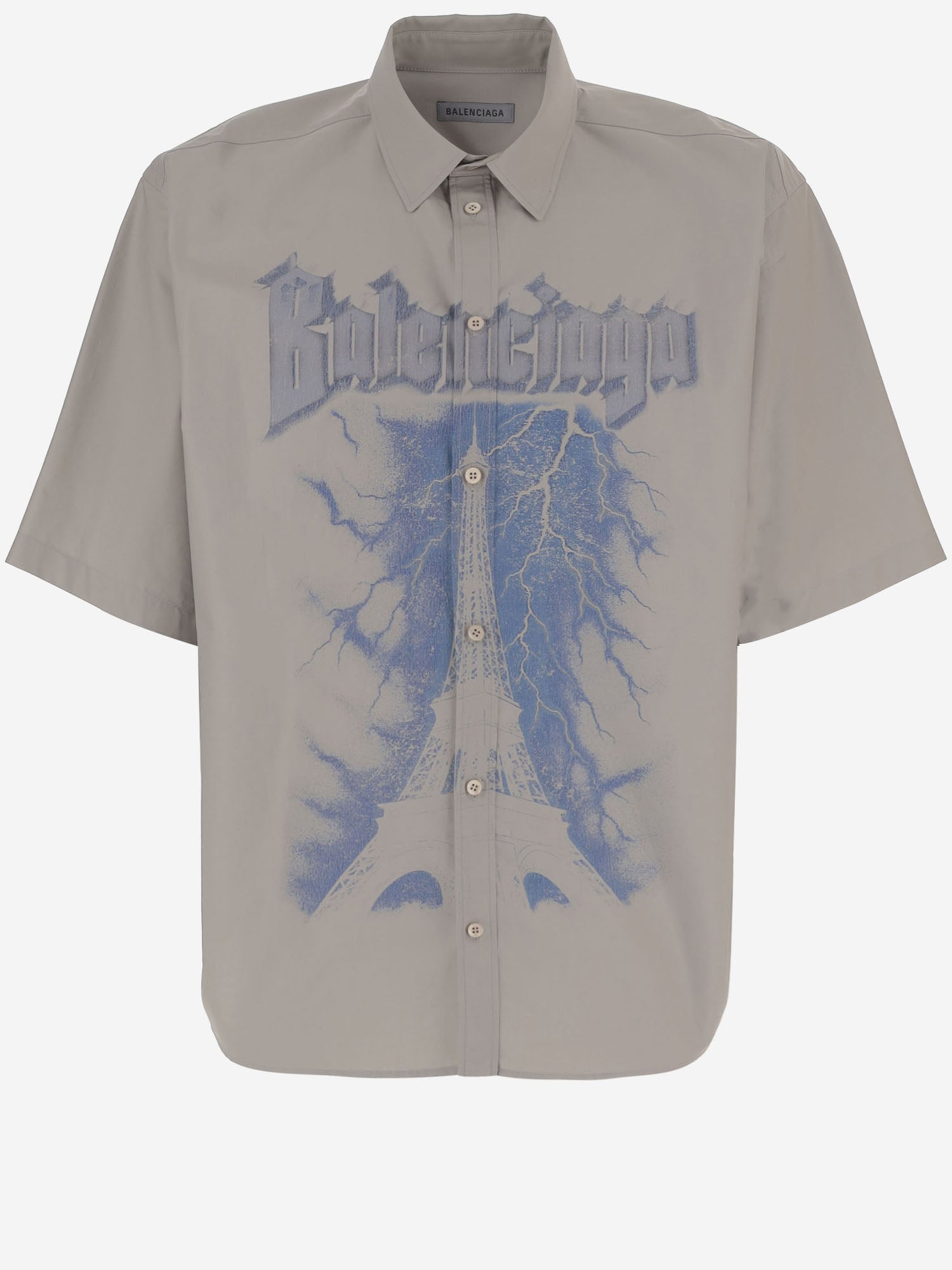 Camicia in cotone con stampa logo 869793 TRM282967 BALENCIAGA 