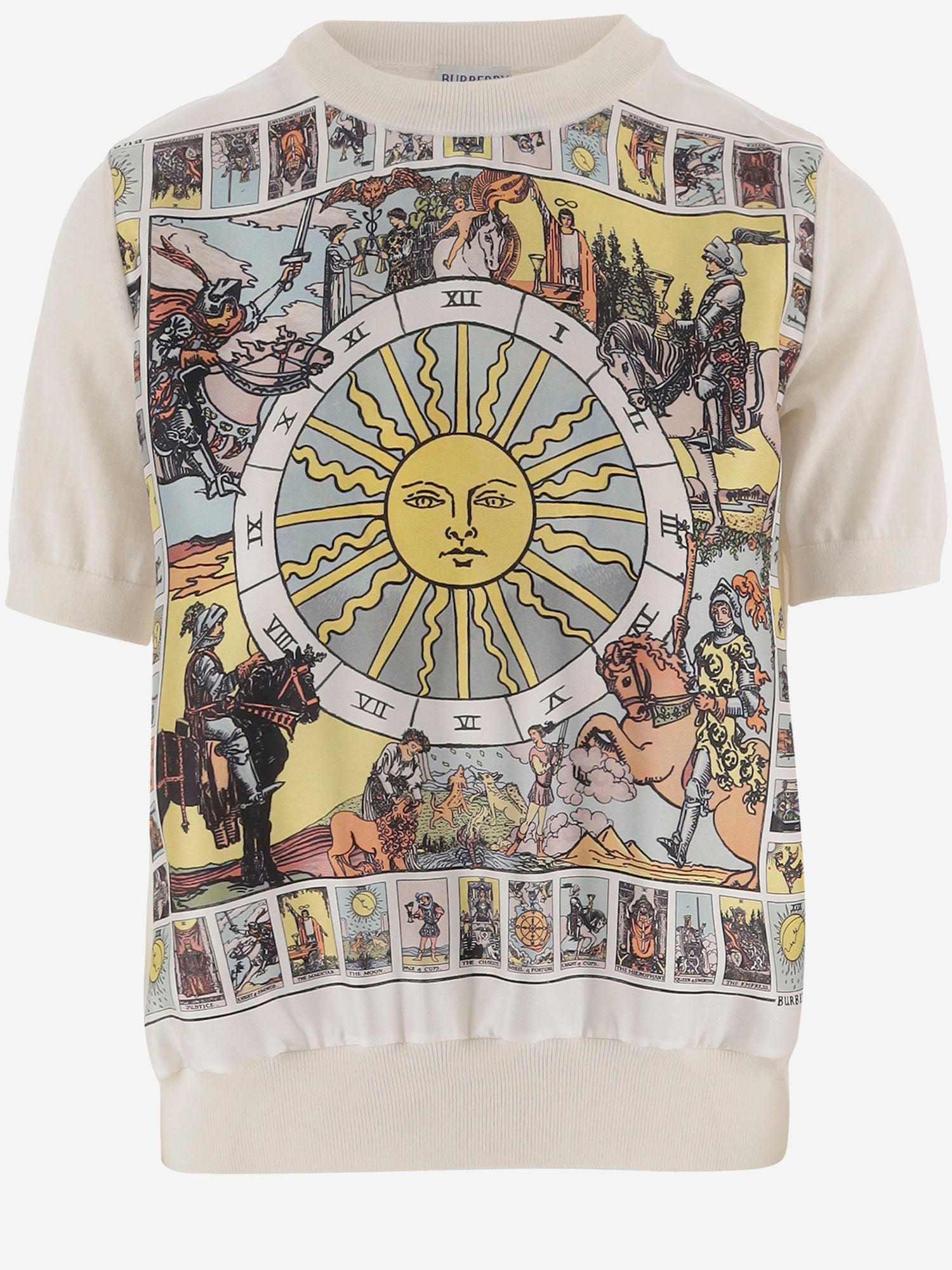 T-SHIRT IN LANA E SETA CON STAMPA 8126351 SEASIDEBLUEPATTERN BURBERRY 