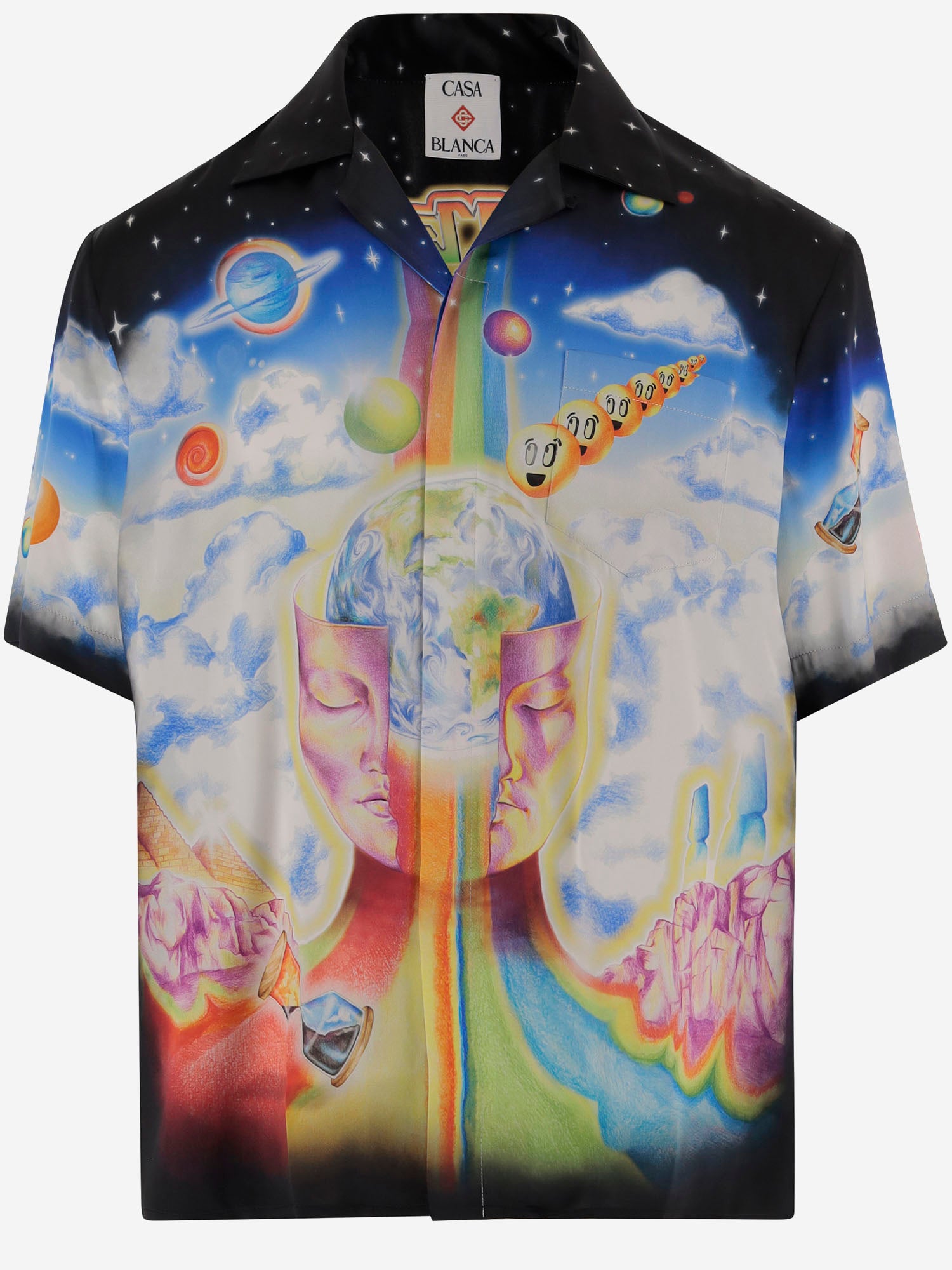CAMICIA IN SETA CON STAMPA GRAFICA MSP26SH003 07 CASABLANCA 