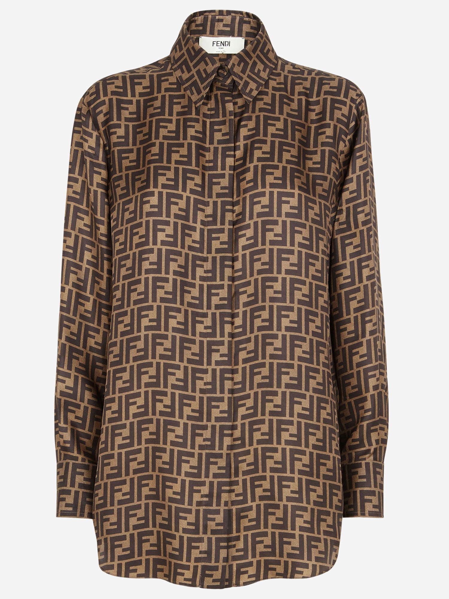 CAMICIA IN SETA CON MOTIVO FF FS8107 A8G3F118W FENDI 