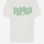 T-SHIRT IN COTONE CON STAMPA LOGO JMI504 7AJF1UVR FENDI KIDS 