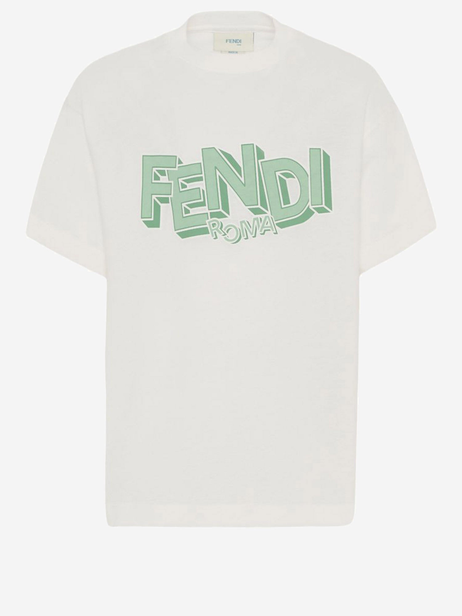 T-SHIRT IN COTONE CON STAMPA LOGO JMI504 7AJF1UVR FENDI KIDS 