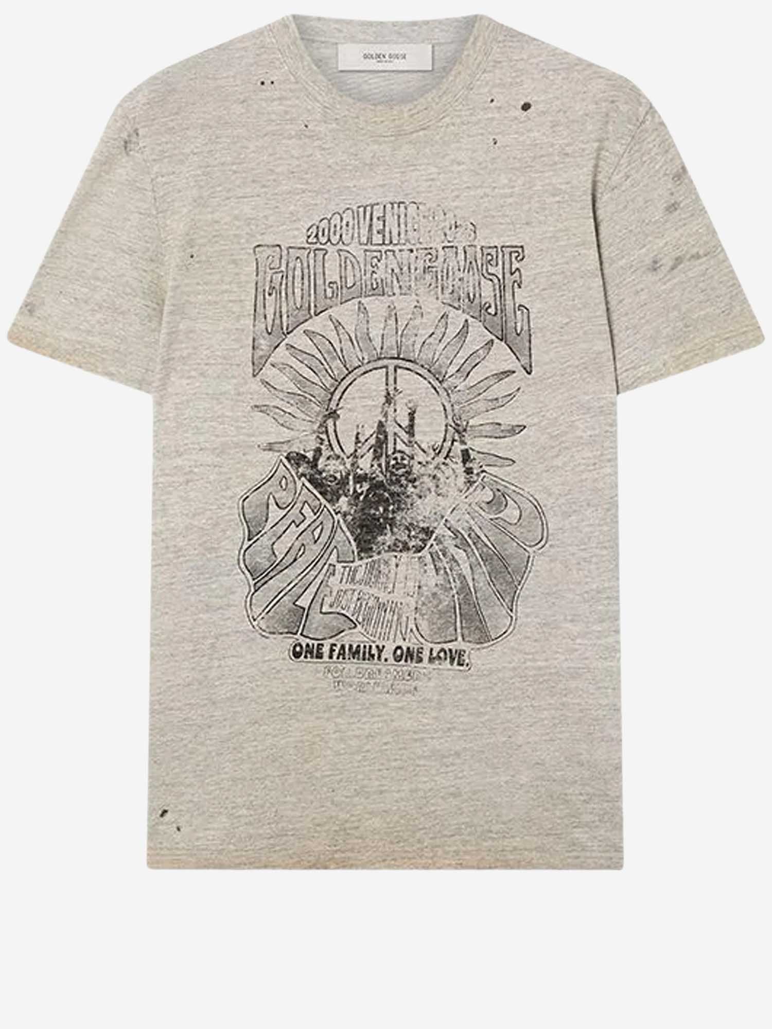 T-SHIRT IN COTONE CON STAMPA LOGO GMP01220 P00252460255 GOLDEN GOOSE 