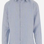 CAMICIA IN LINO CON MOTIVO A RIGHE 50562694 459 HUGO BOSS 