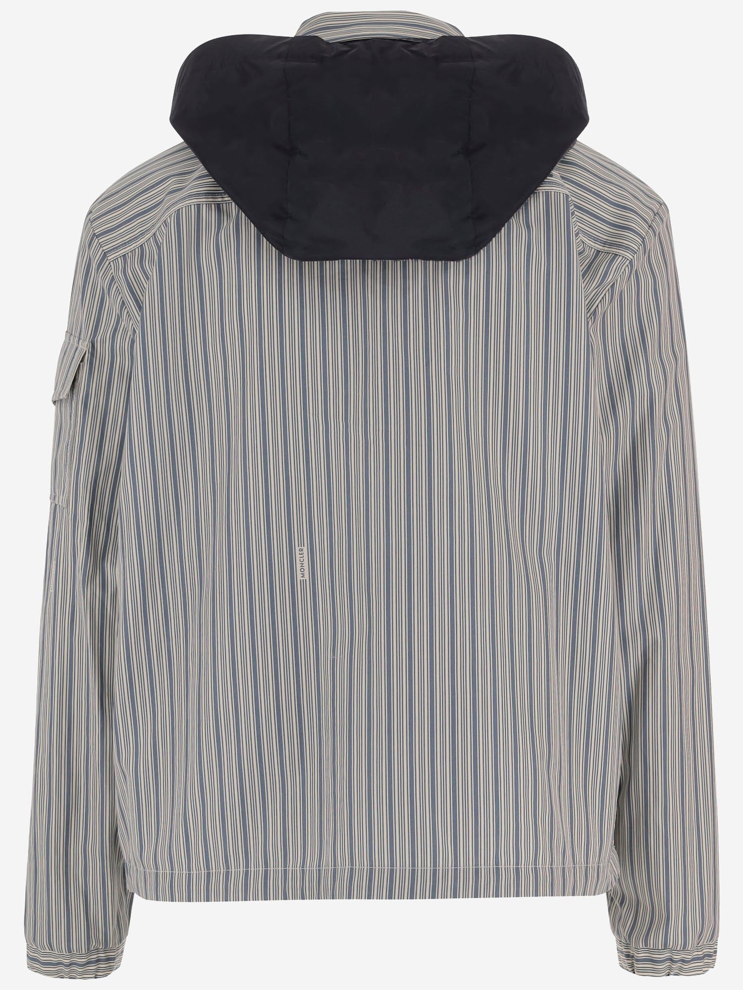 GIUBBOTTO IN COTONE A RIGHE CON CAPPUCCIO IN NYLON 1G00035 599J6S70 MONCLER 