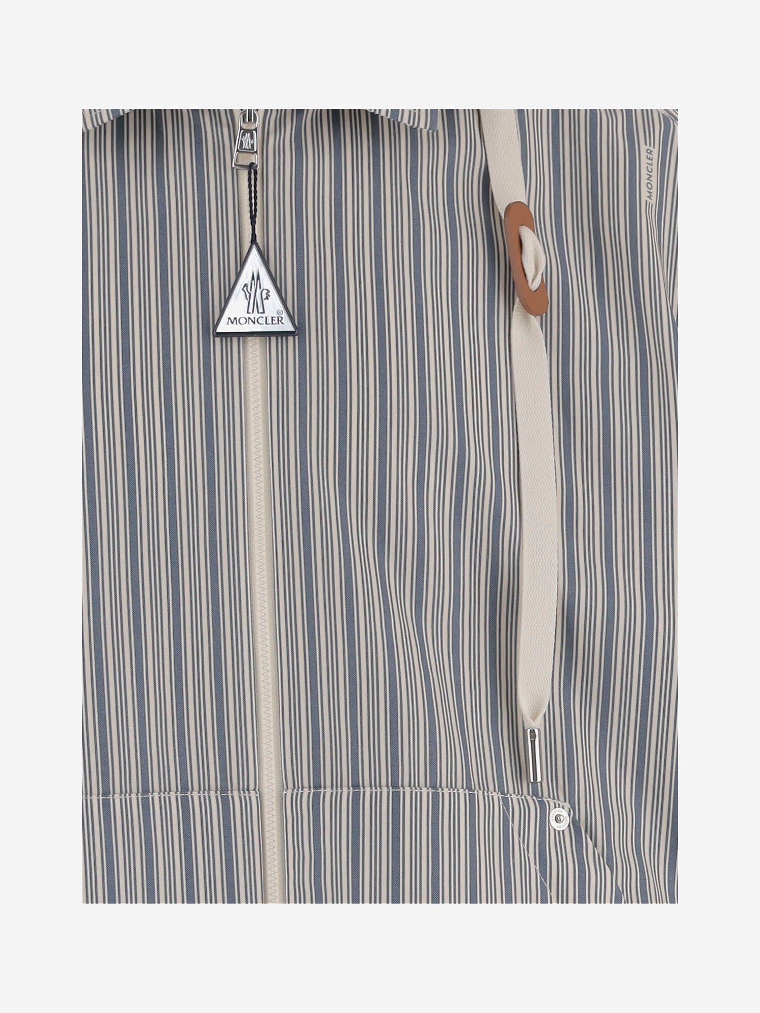 GIUBBOTTO IN COTONE A RIGHE CON CAPPUCCIO IN NYLON 1G00035 599J6S70 MONCLER 