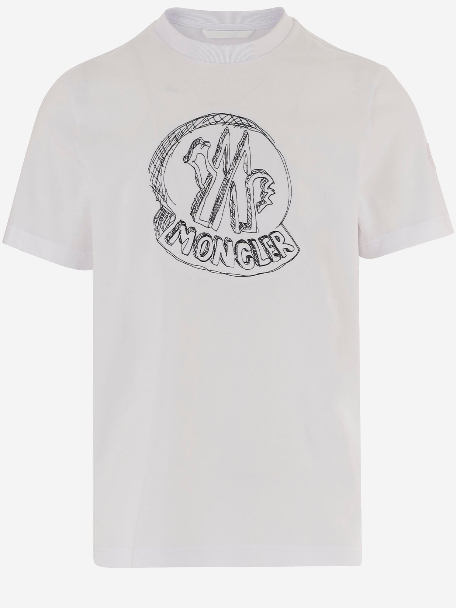 T-SHIRT IN COTONE CON STAMPA LOGO 8C00035 89AUG00A MONCLER 