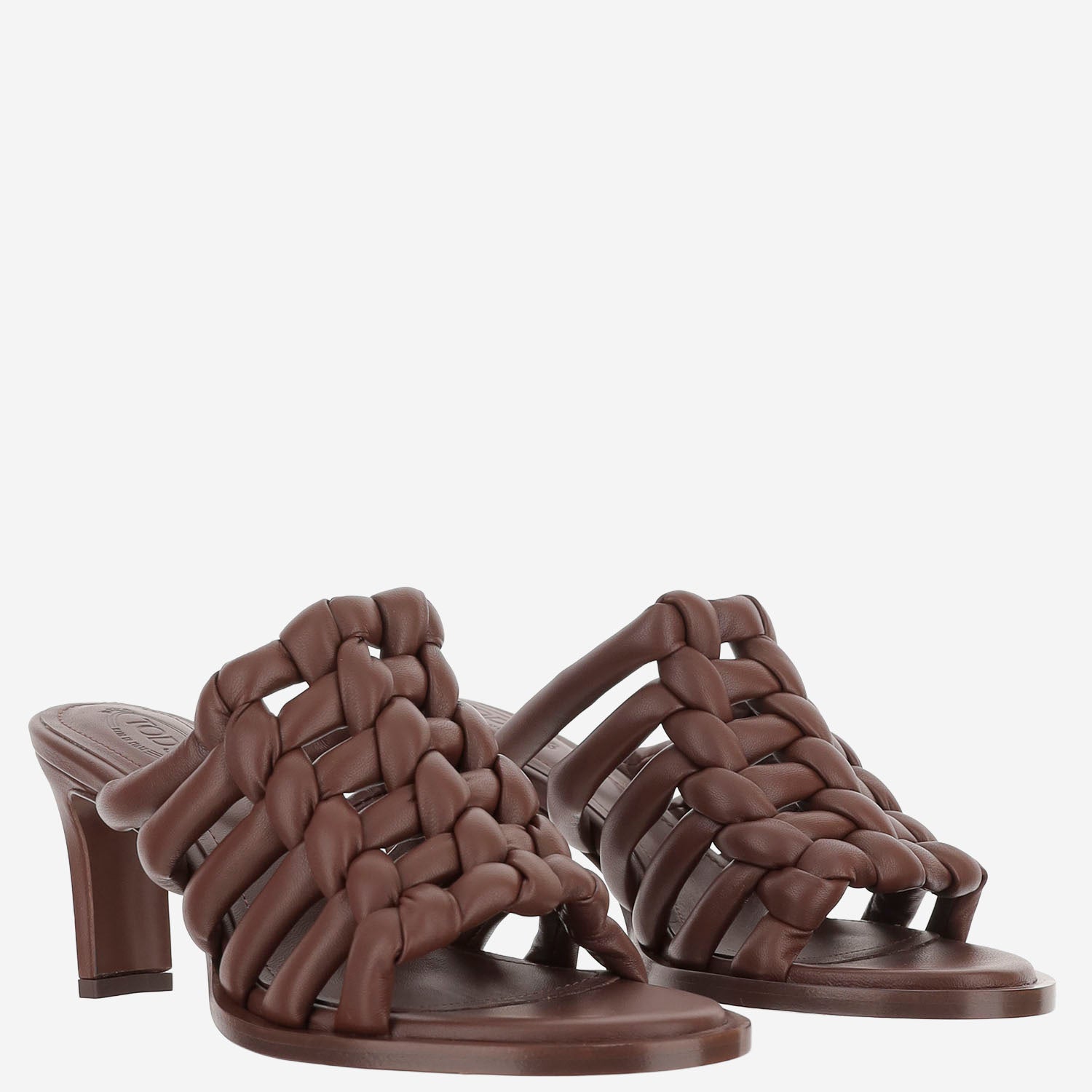 SANDALI IN PELLE INTRECCIATA CON TACCO MEDIO XXW52L0KE00U1O S202 TODS 