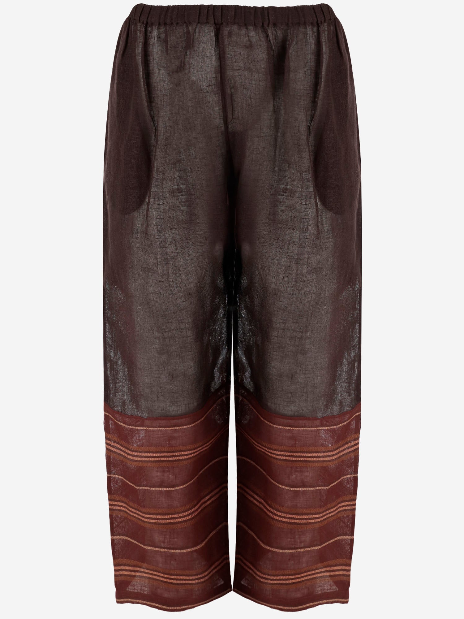 PANTALONI IN LINO CON DETTAGLI A CONTRASTO 175276 200 TORY BURCH 