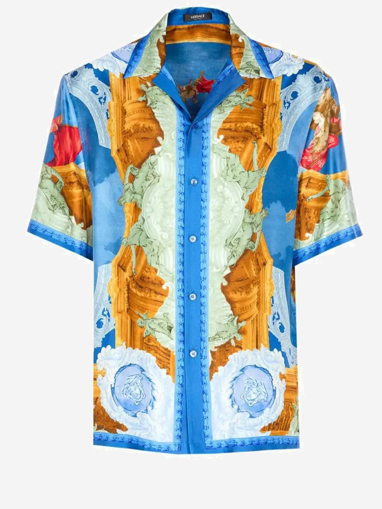Camicia in twill di seta stampata 1003926 1A160955X000 VERSACE 
