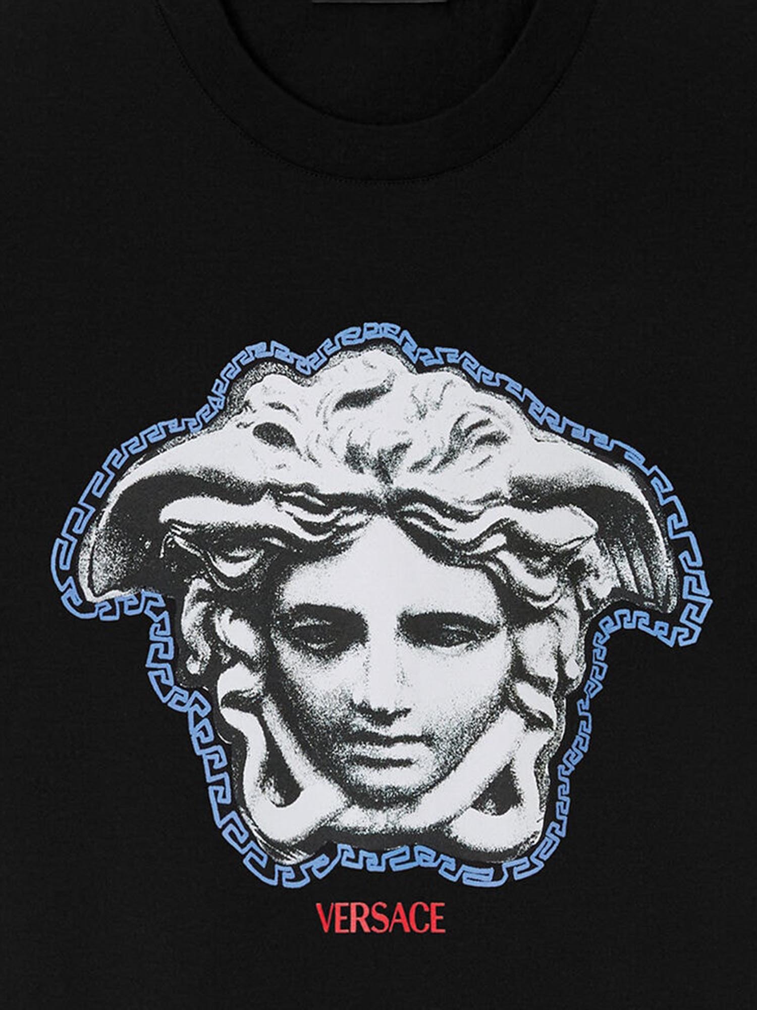 T-SHIRT IN COTONE CON STAMPA LOGO 1013302 1A167531B000 VERSACE 