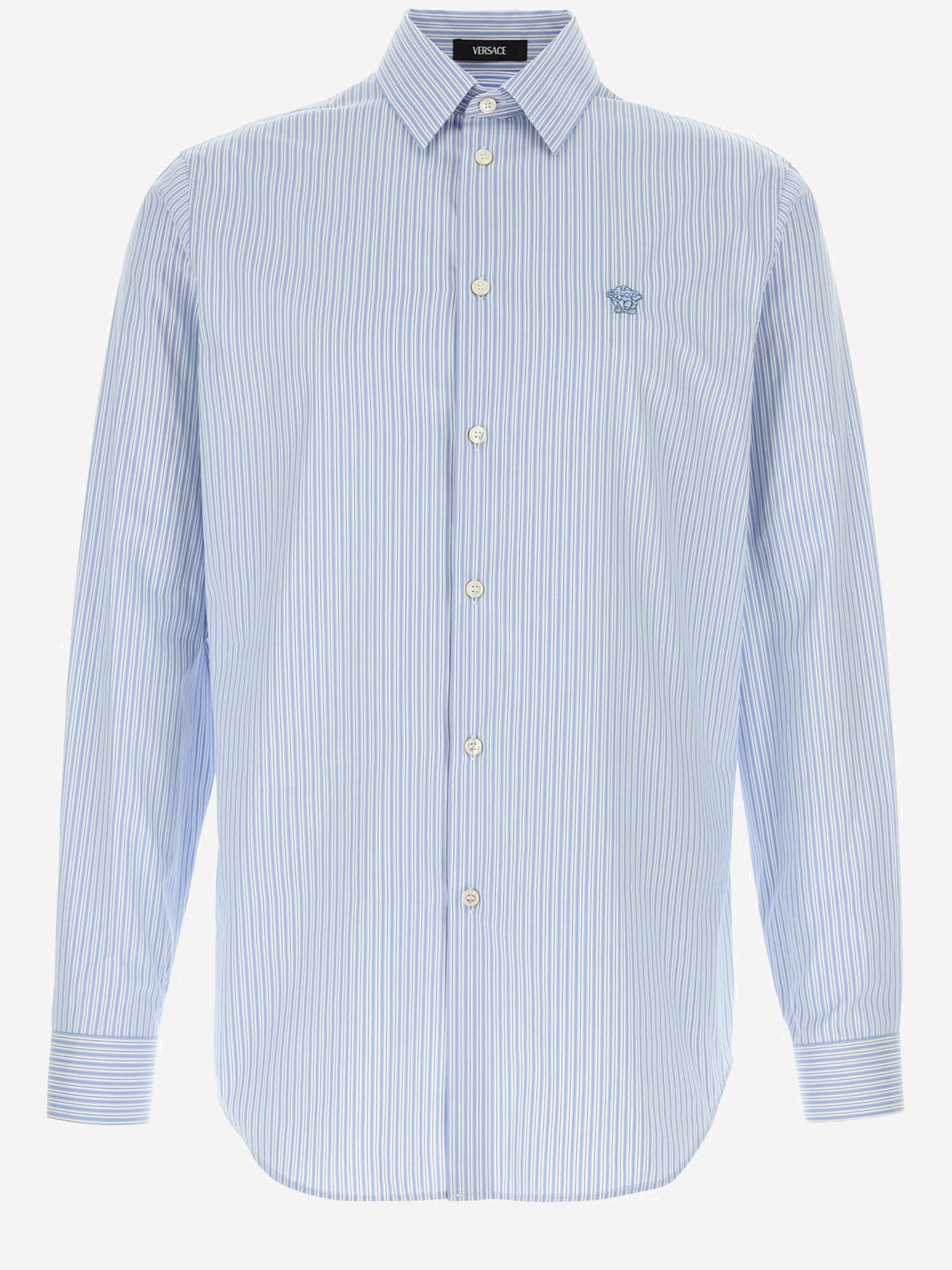 CAMICIA IN COTONE A RIGHE CON LOGO 1018874 1A164762VM60 VERSACE 