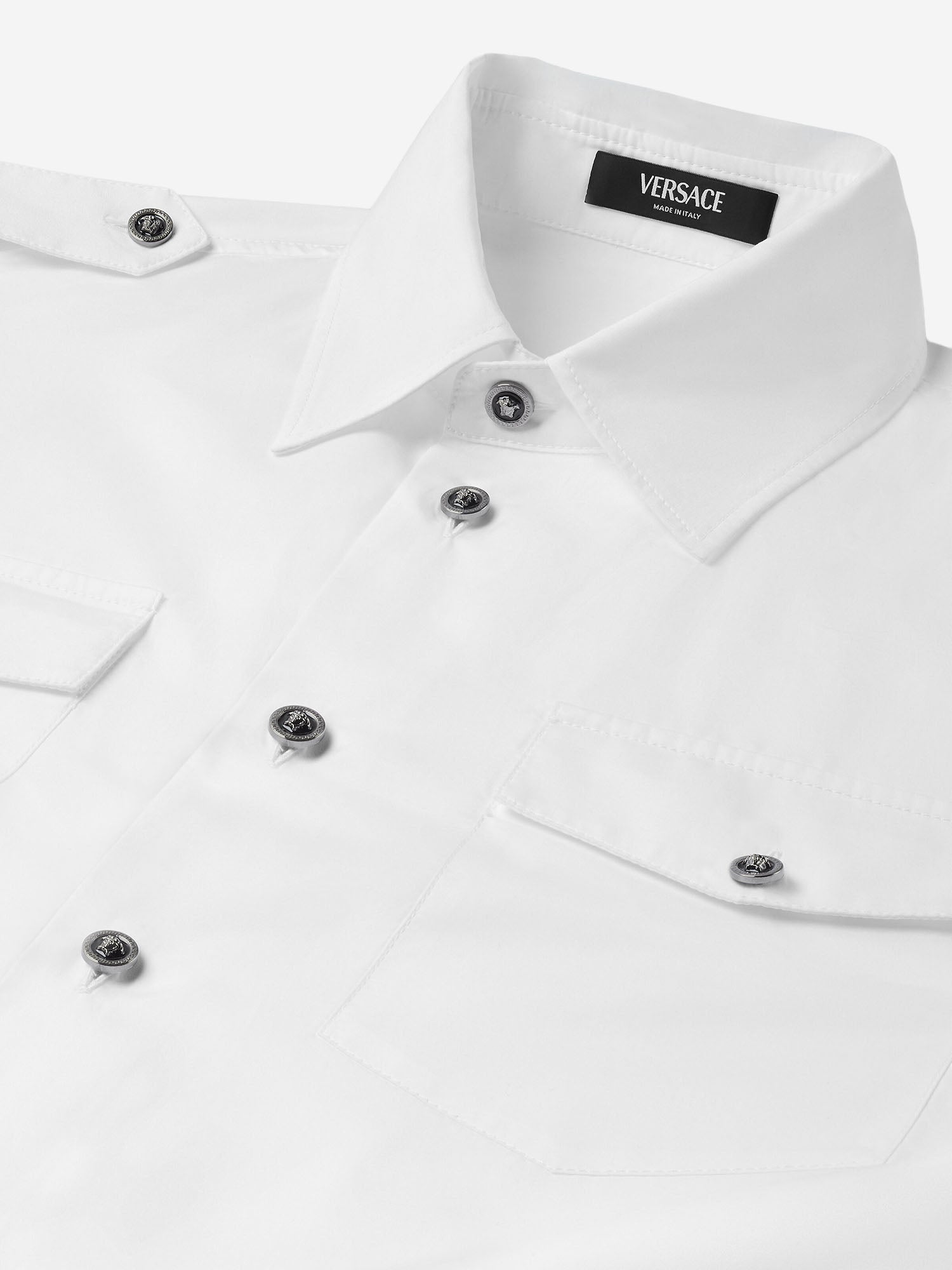 CAMICIA IN  COTONE CON BOTTONI A CONTRASTO 1019892 1A147481W000 VERSACE 